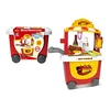 Mini kitchen set DIY toy with storage case good ABS toy pink barbecue cart set with menu toy car for boys and girls