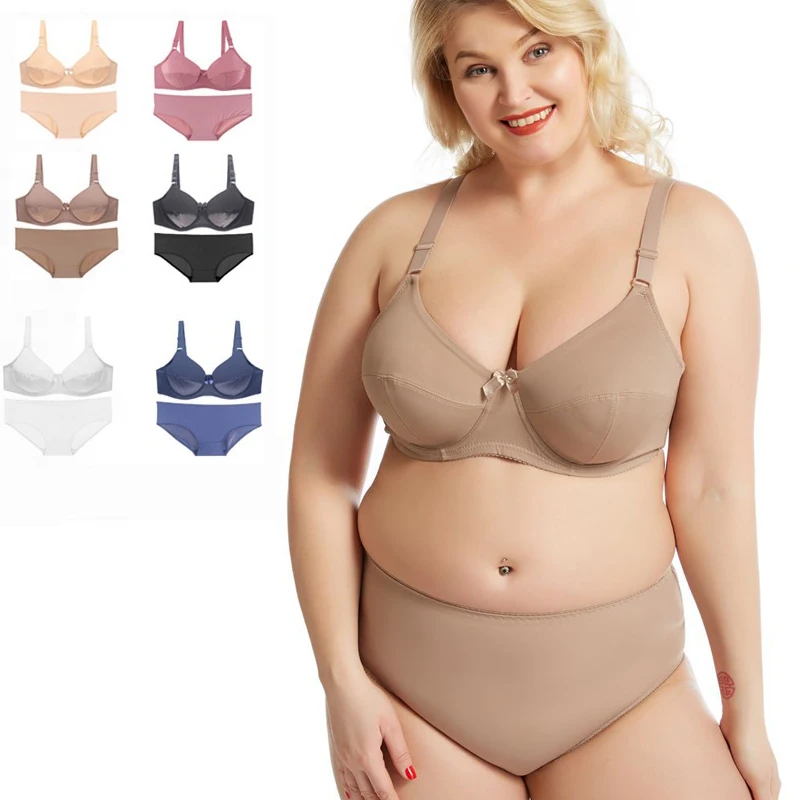 

sexy bra and pantie brief set full coverage everyday plus size seamless breathable push up underwire basic women girl underwear