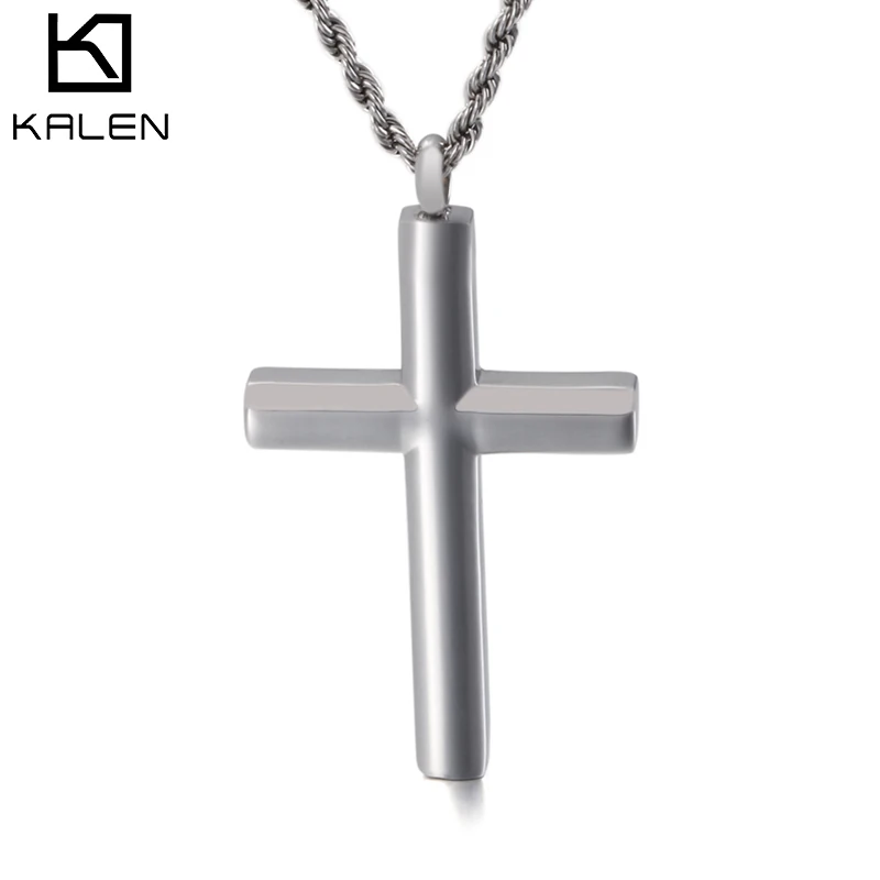 

KALE Silver Cross Stainless Steel Charm Pendant For Men