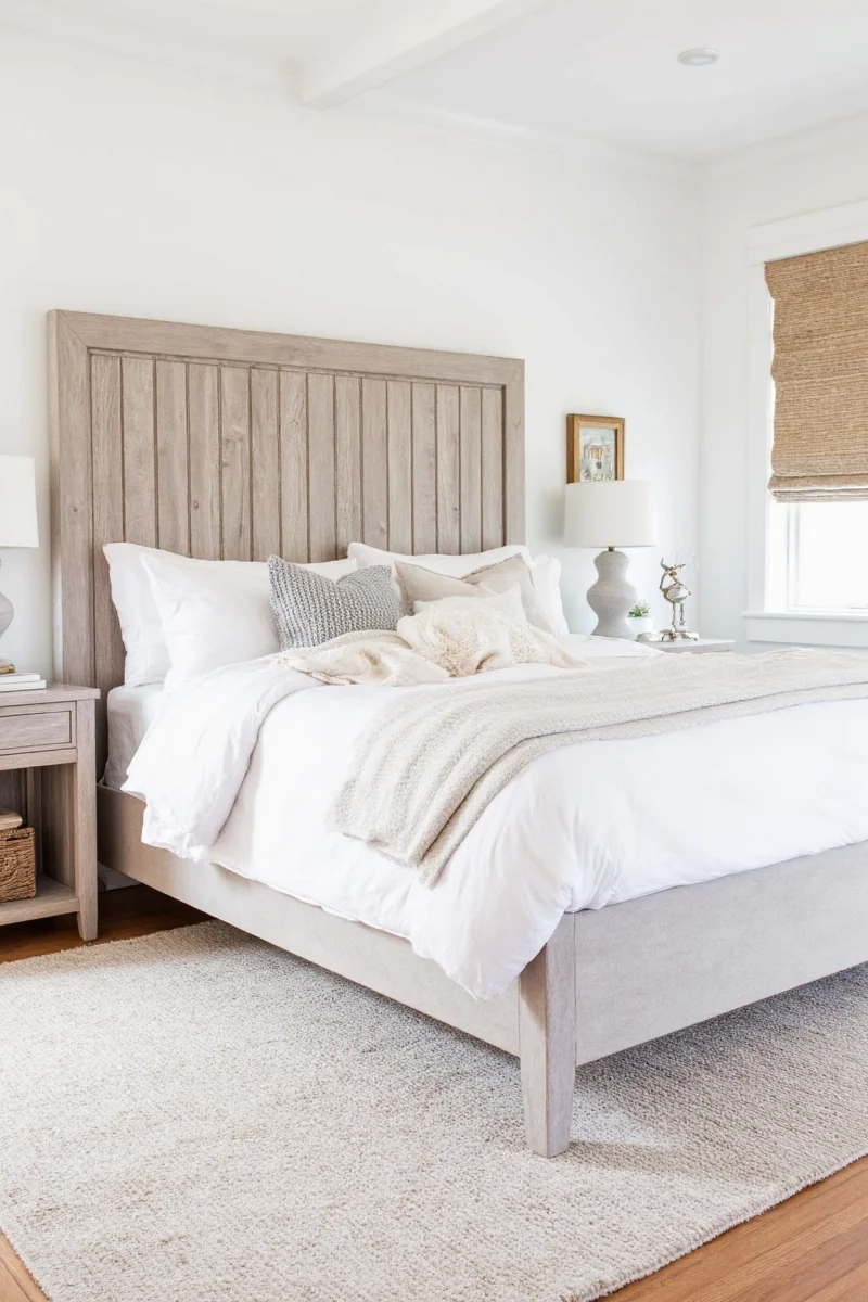 Farmhouse bed with soft corner guards and protective stickers