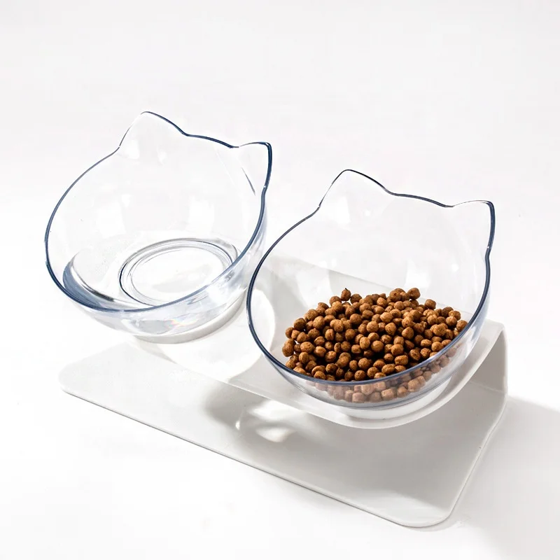 

Double Dog Bowl Pet Feeding Water Cat Double Bowl Cat Bowl Wholesale non - slip can be removed and washed food filled with water, Customized color