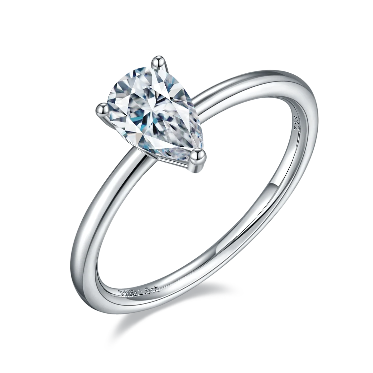 

M90G Beautiful water drop 1ct moissanite jewelry 925 silver white gold plated women rings