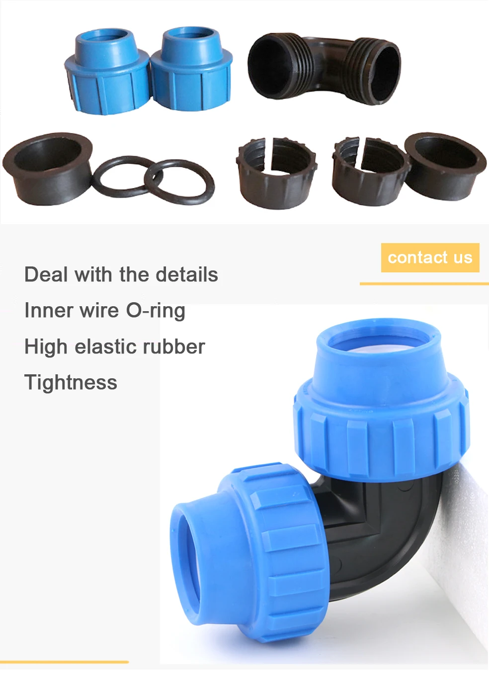Full plastic pp head hdpe pipe fittings quick coupler fitting 