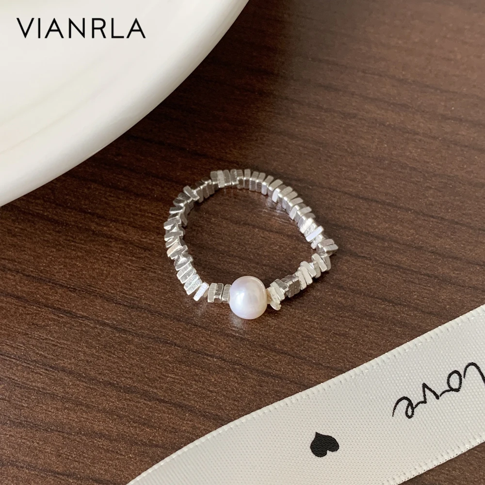 

VIANRLA 925 Sterling Silver Ring Grain Silver Pearl Ring Drop Shipping Gifts Minimalist Style Nickle Free Laser Logo