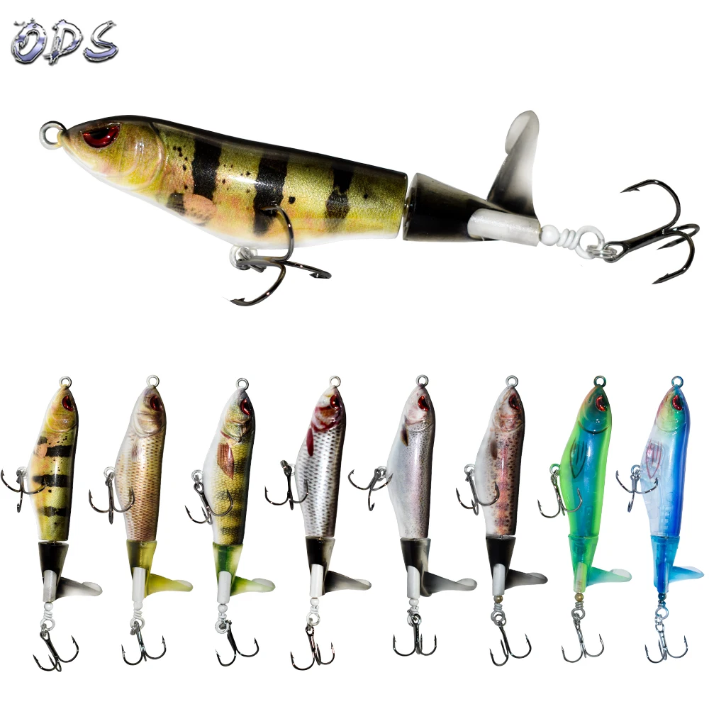 

ODS Fishing Pencil Bait Topwater Fishing Lures Artificial Bait Hard Plopper with Rotating Tail