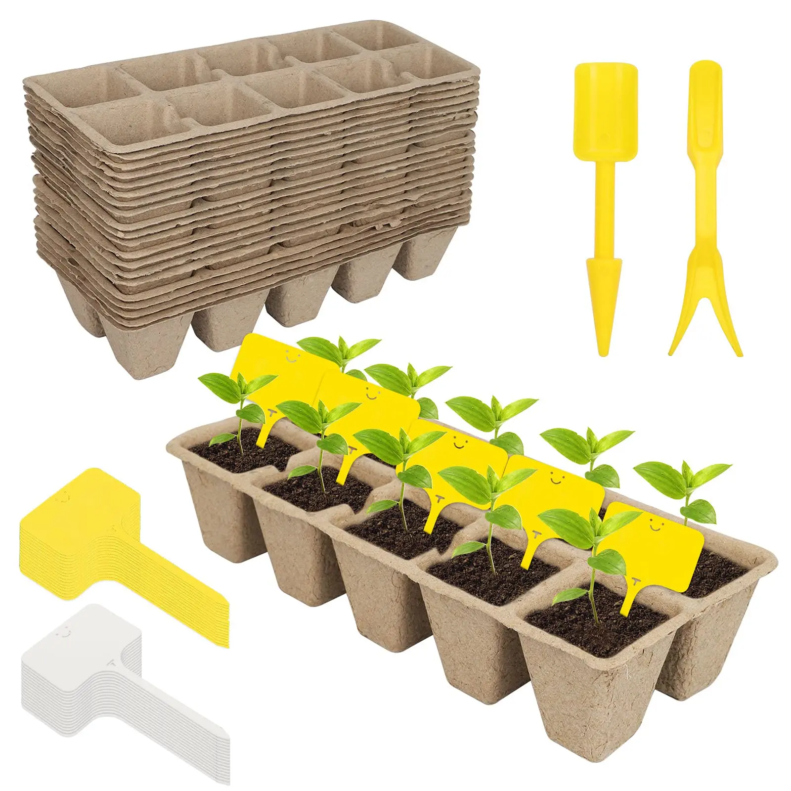 

12 Pack Recycled Pulp Biodegradable Germination Trays Vegetables Nursery Self Watering Seed Tray, Customized color