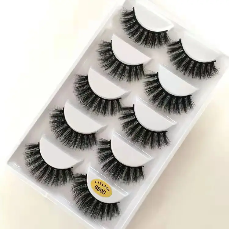 

Factory wholesale 5pairs/box strip eye lashes G800 3D faux mink hair natural thick false eyelash mink fur false eyelashes