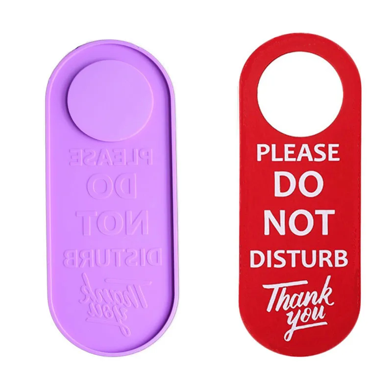 

0176 DIY Shiny Crystal Epoxy Resin Sign Do Not Disturb Doorplate Pendant Silicone Mold, Purple