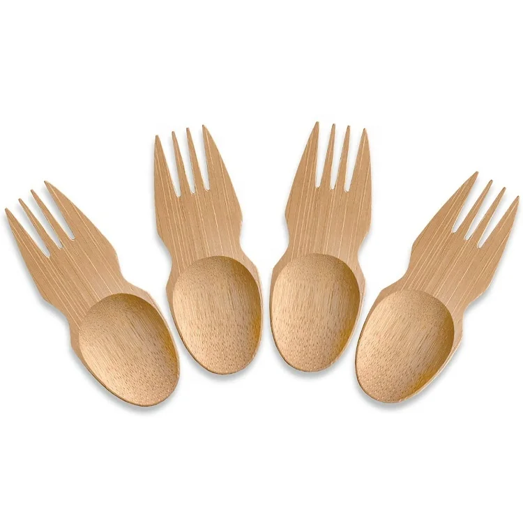 

Hot Sale Wild Camping Travel Picnic Organic Portable Mini Reusable Bamboo Spork, Natural