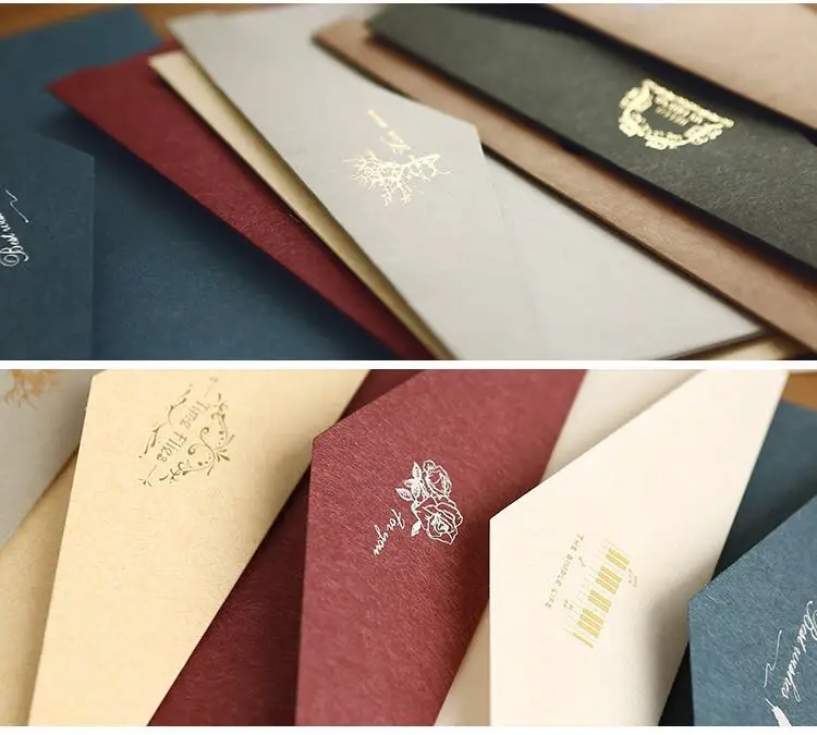 项目 西式烫印信封 材料 卡片纸 (200克) 尺寸 22厘米 × 11厘米 颜色