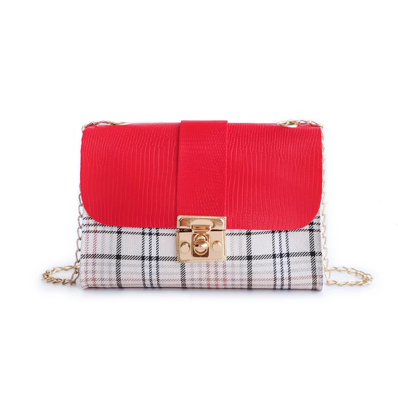 

Luxury Design Checked Lock Portable Chain Women Handbag Small Square Crossbody Shoulder Bag Mini Ladies Purses Handbags, Pink,black,red,white