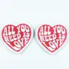 Wholesale custom red hearts shape all you need is love logo embroidery hook and loop patch