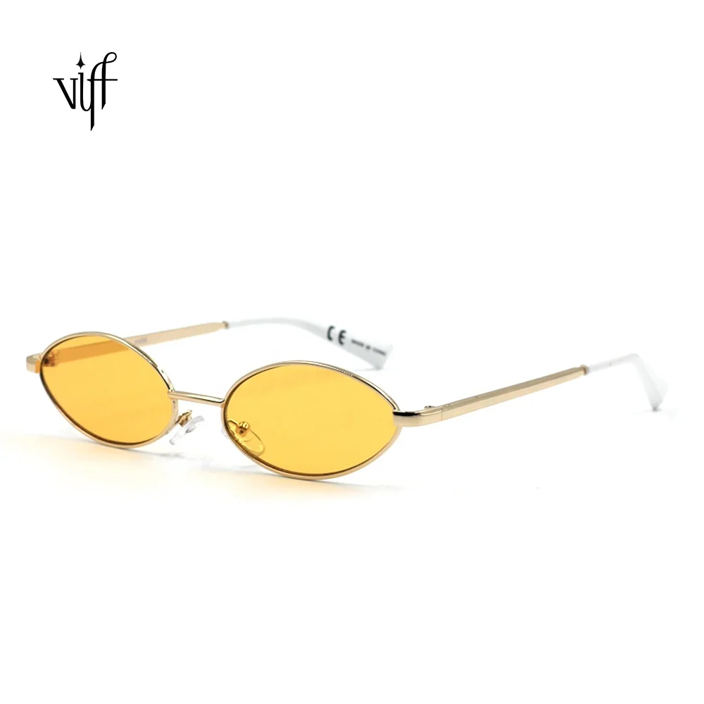 

VIFF Full Rim Eyewear HM18407 Dropshipping Fashion Women Spring Hinge Yellow Round Metal Frame Sunglasses Unisex