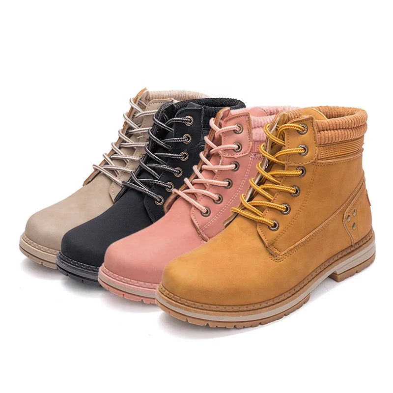 

2019 autumn and winter boots women shoes artificial leather ankle shoes thick low heel flat martin boots