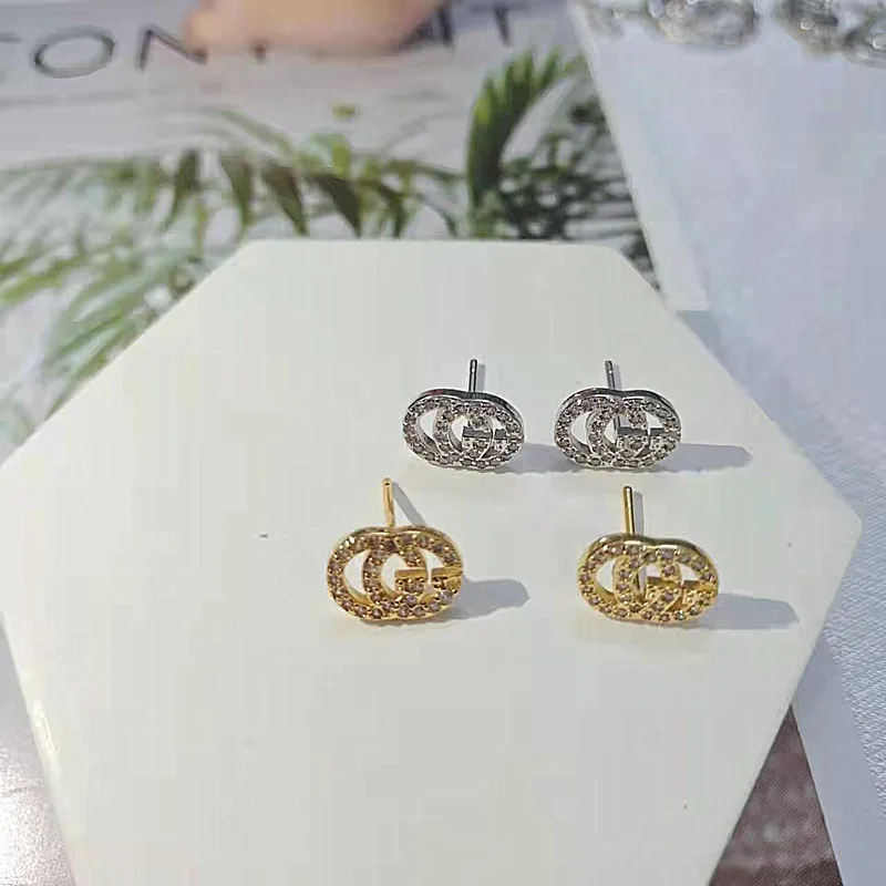 

Custom Earrings micro inlaid copper gold-plated fashion women's jewelry GG earrings wholesale