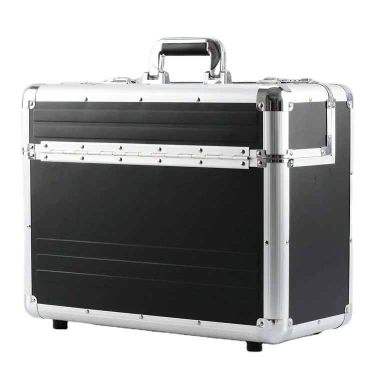 Hot Selling New Aluminium Black Pilot Case Wheeled Briefcase Carry Case