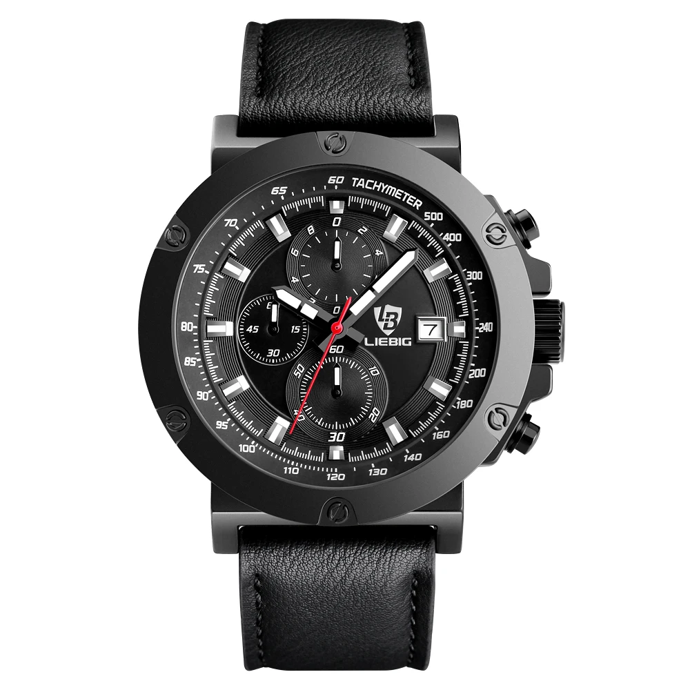 

SKMEI 2020 New Fashion Big Military Style ZHG161018 Men Genuine Leather Quartz Watch, Black,blue,brown,red