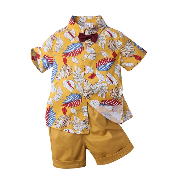 

Summer Casual Printing Short Sleeve Shirt and Shorts Children Boy Clothes Set