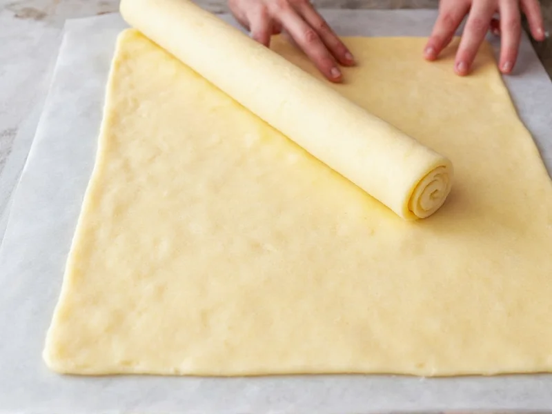 Rolling vanilla wafer dough between parchment paper sheets