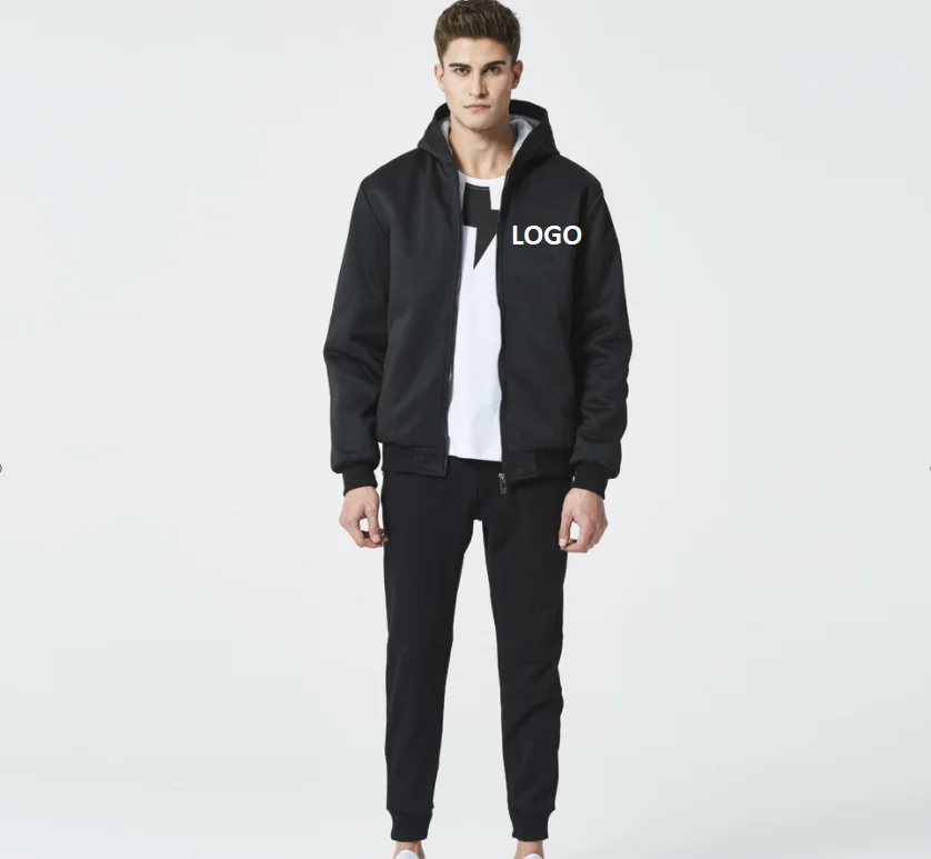 

New Arrival Thick Patchwork Full Zipper Plus Size Casual Windproof Warm Cardigan Hoodie Men Sport Jacket, As picture