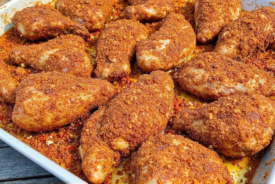 Organized spice jars including top chicken rubs