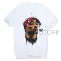 

2019 Men's Print Tupac 2pac T-shirt O-Neck White Tshirt Hip Hop Swag Harajuku Streetwear T Shirt wholesale