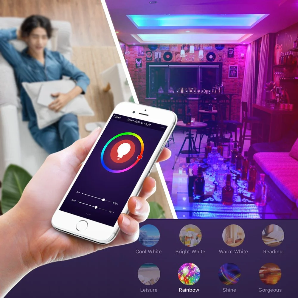 9W Smart light bulb led residential lighting wifi bulb work with alexa control 16 million color RGB lamp for home