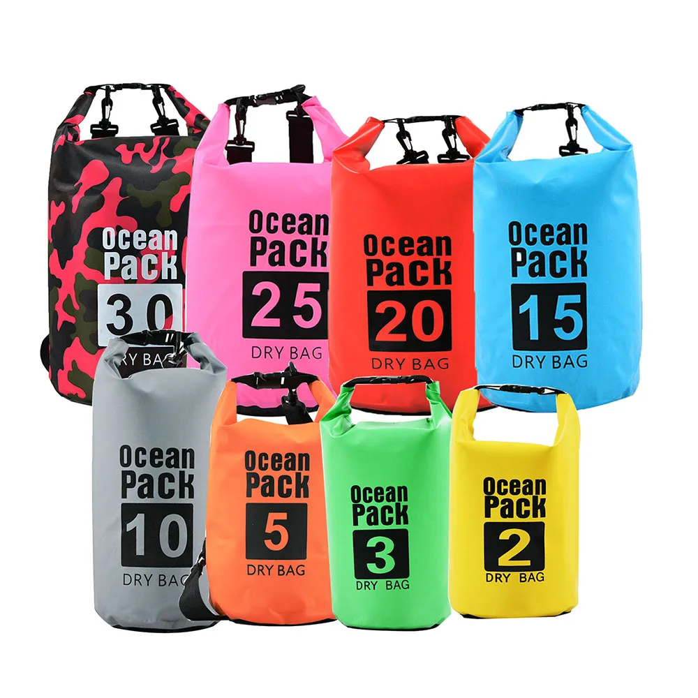 

Waterproof dry backpack bag folating waterproof phone case pouch swimming 2L/5L/10L/20L ocean pack waterproof dry bag, As picture