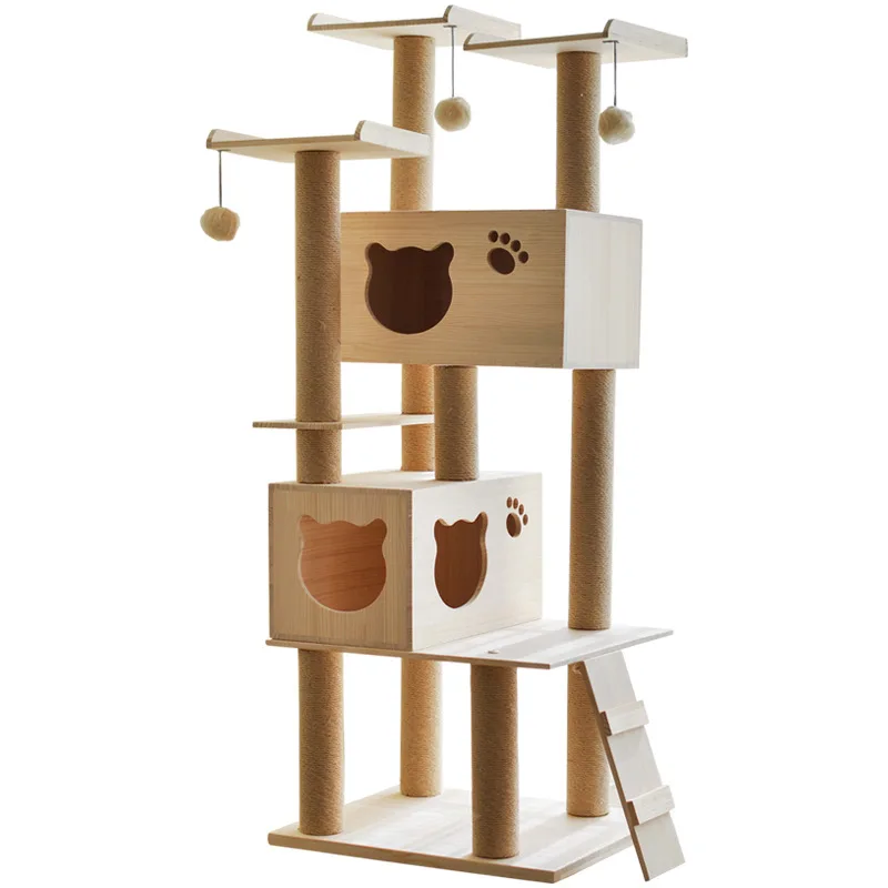 

Pet Furniture Lounge Amazon Best Selling Multi-level Wood Pet Products Large Climbing Frame Cat Tree House cat tree tower, Customized color
