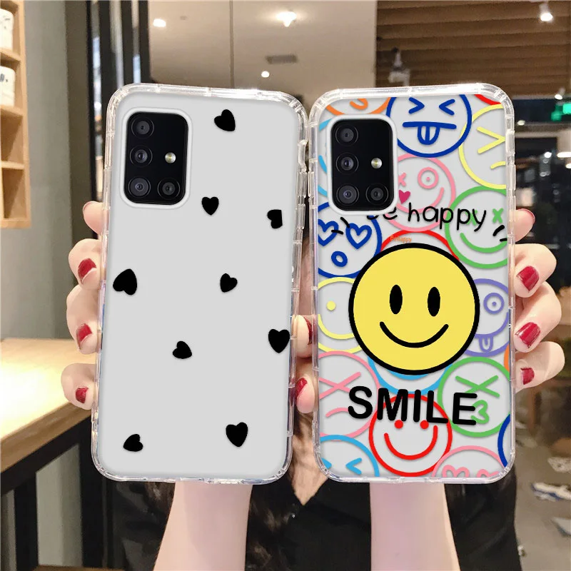 

Smile Face Phone Case For Samsung Galaxy S21 Ultra S20 FE A51 A71 A21S A50S M51 A30 Soft Silicon Capas Note20 Ultra Bumper Cover