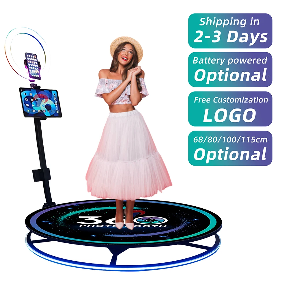 

360 spin photo camera booth 360 photo booth Led Ring Lights Video Rotating 115cm