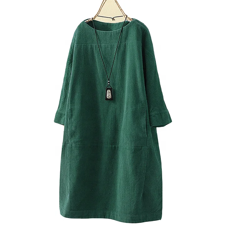 

Monogram Soft Women Dress Vintage Solid Women Dress Corduroy Dress, Picture show