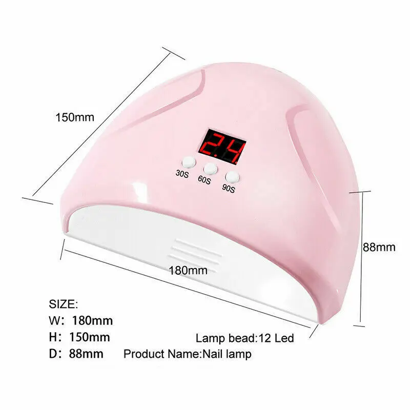 36w Uv Led Nail Lamp Polish Dryer Gel Acrylic Curing Light Spa