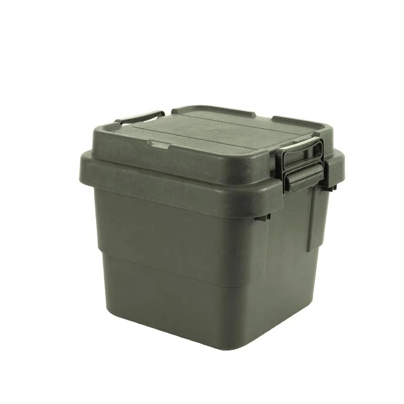 

DOD Amazon Hot Seller Outdoor Box 30L High-Capacity Box 50L 65L Plastic Camping Boxes With Lockable Handle Lid, Army green,khaki,black