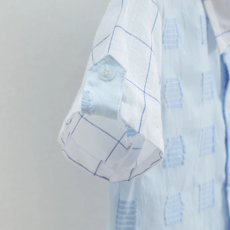 
2020 Summer top design 100 cotton short sleeve striped plaid baby boy shirt kids shirt 