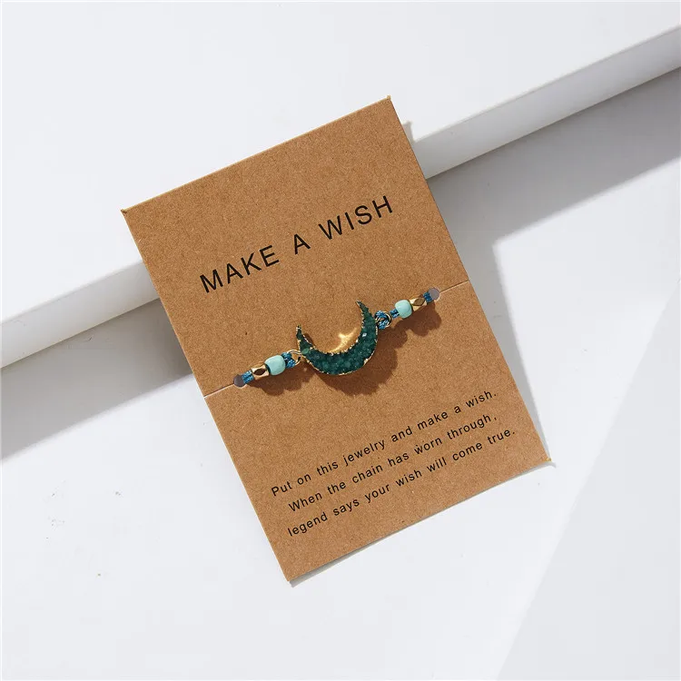 

Moon paper card bracelet creative natural stone resin crescent hand-woven bracelet, Picture shows