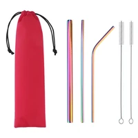 

Wholesale colorful reusable metal straw cocktail stainless steel drinking straws with customized logo