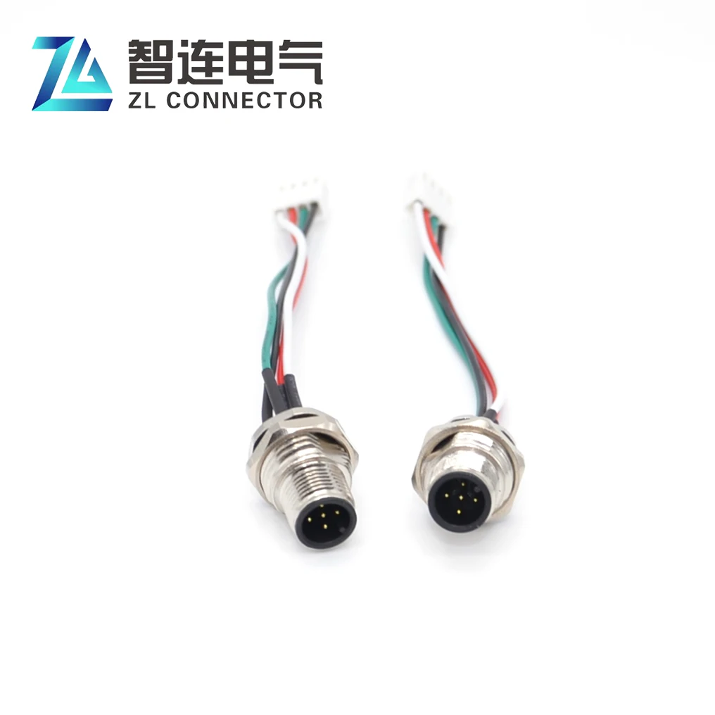 Customized 5pin M12 30cm male cable socket connector 30cm wire