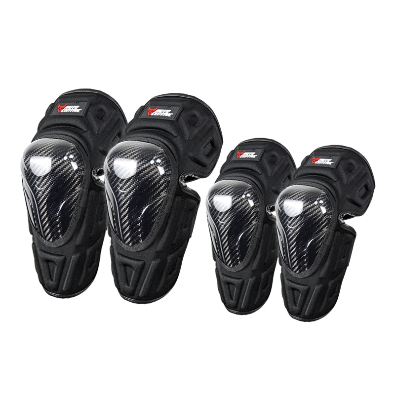 

MOTOCENTRIC carbon cellulosic protective knee and elbow pads for motorcycles, Black