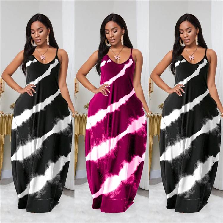 

FSL2464 Hot selling Tie Dye Dress Maxi Dresses Casual made in China