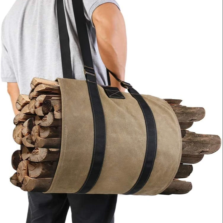 

Heavy Duty Canvas Log & Firewood Bag | Wood Log Carrier | Highly Durable Water & Dirt Resistant Firewood Tote