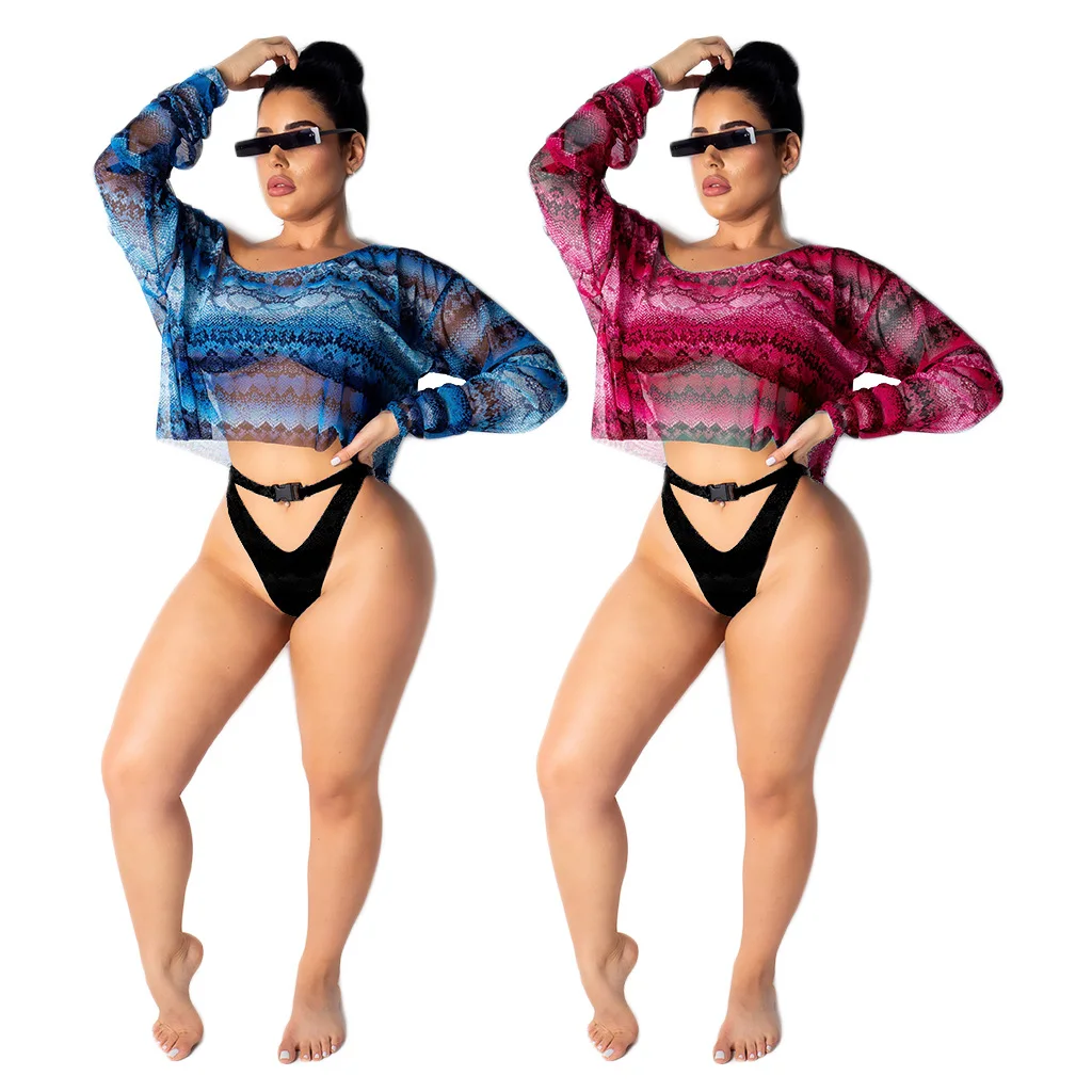 

2021 New Fashion T Shirt For Women Print Long Sleeve Crop Top T Shirt Woman Tops Fashionable, 2 colors
