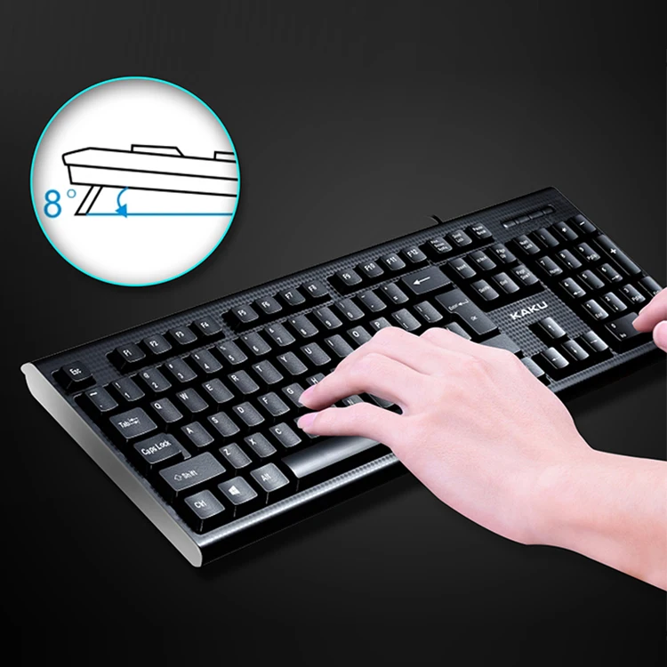 

KAKU computer 104keys waterproof gaming office usb wired keyboard, Black