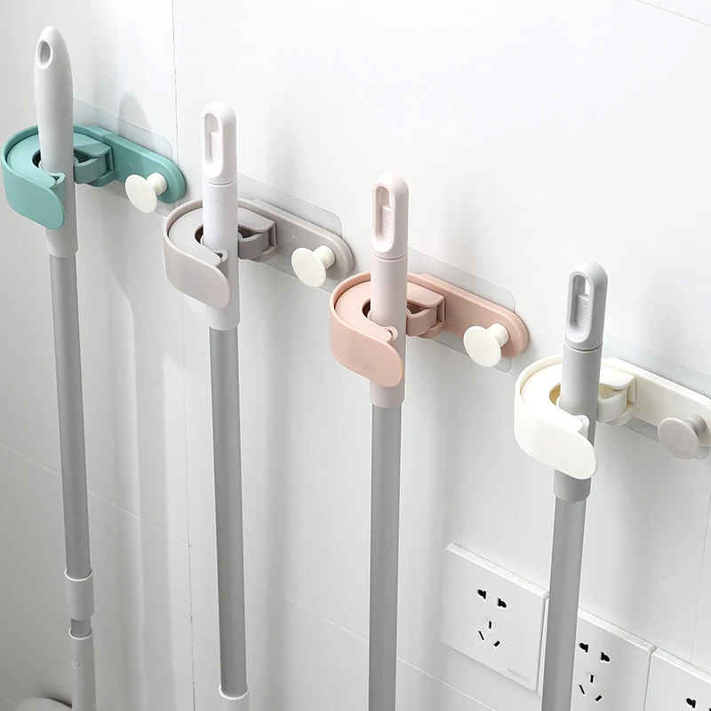 2020 Hot Selling Nail-free Multi-function Seamless Wall-mounted Storage Mop Hook Mop Holder Broom Hanger