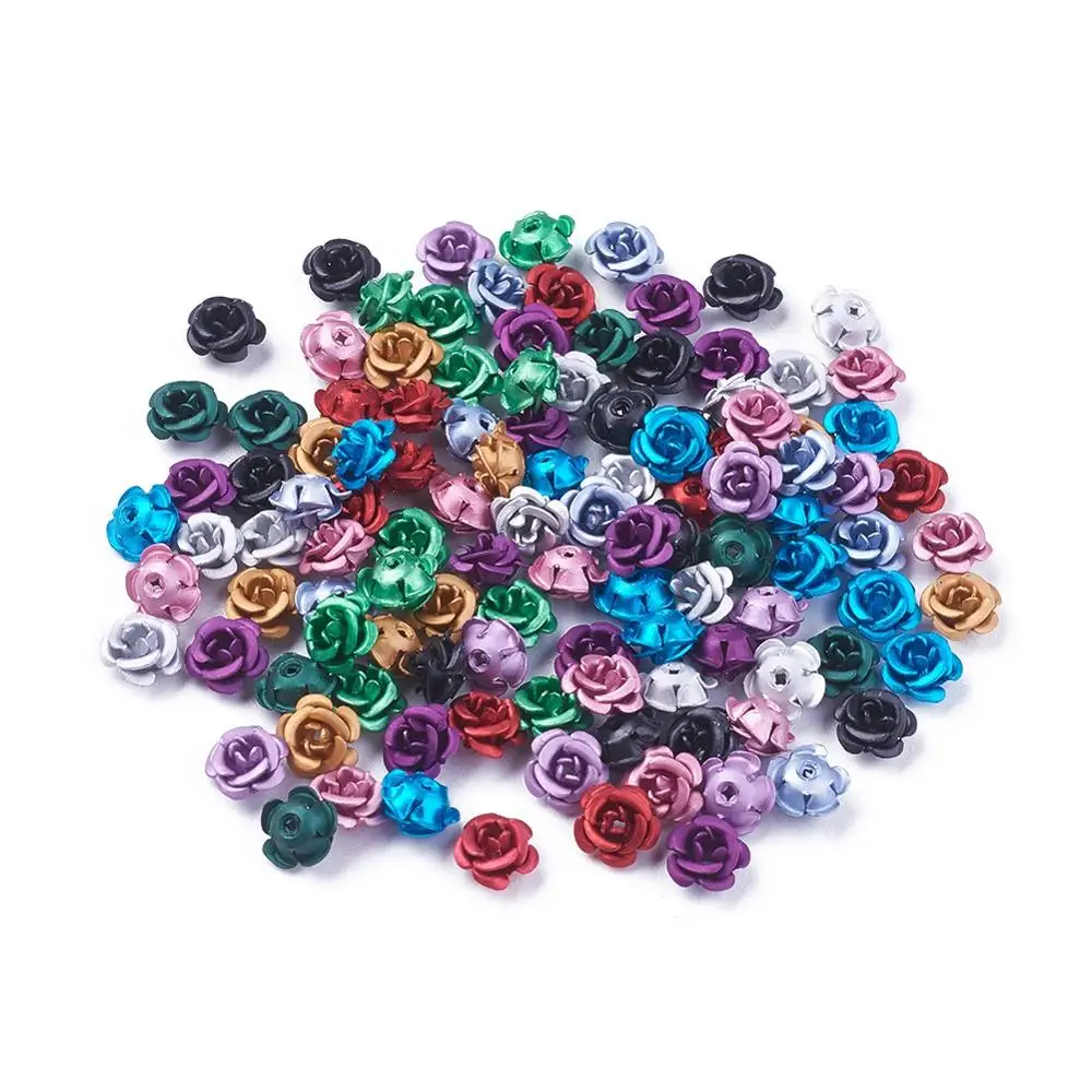 

Pandahall 6mm Frosted Long-Lasting Plated 5-Petal Flower Aluminum Beads