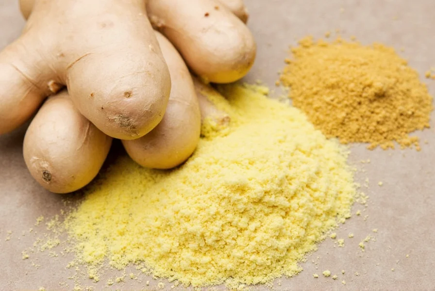 Close-up of measuring spoons with different ginger substitutes for precise recipe substitution