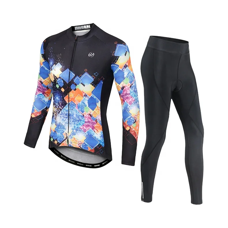 

OEM soft breathable bicycle wear women printing bike clothing cycling long sleeve jersey and pants set