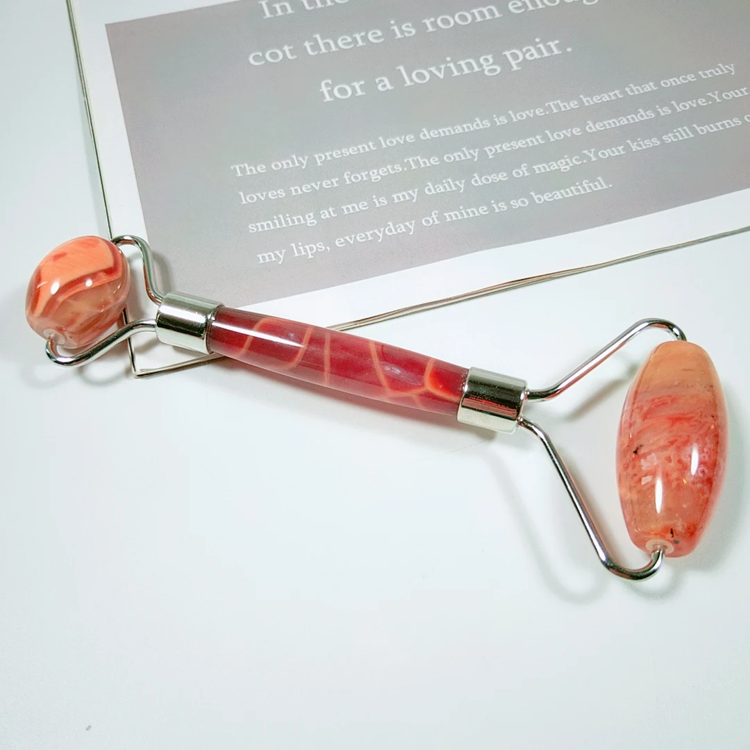 

Wholesale Red agate Jade Roller Facial Eyes Skin Anti-Aging Vibration Massager