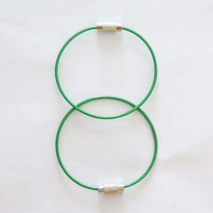 
YIWANG Green 150MM Cable Key Ring Wire Rope 