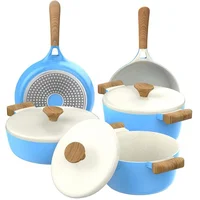 

Dutch Oven Pot Fry Pan Sets for Serving ,8 Piece Ceramic Nonstick Cookware Set